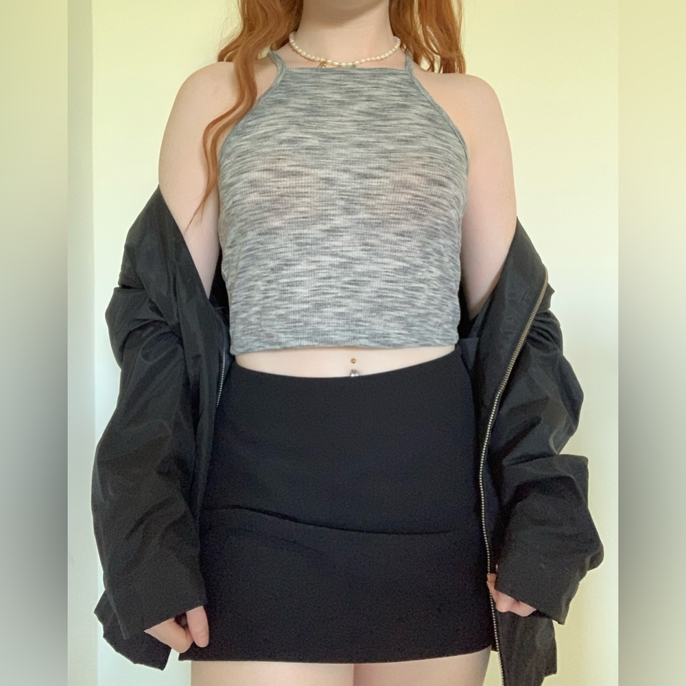 Grey halter crop top
